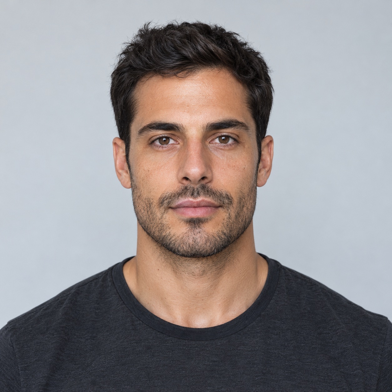 Generated adult portrait showing a front-facing pose and even light
